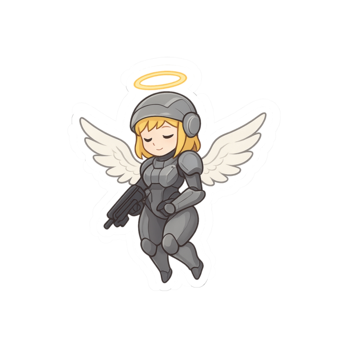 Cute Halo Angel Female Sticker | Whimsical Vinyl Decal - alternate angle 1, merchandise
